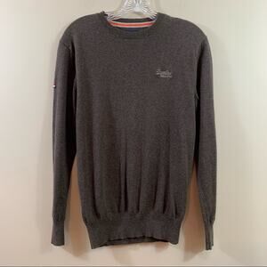 Superdry Premium Knitwear Cotton/Cashmere Blend Brown Crewneck Sweater